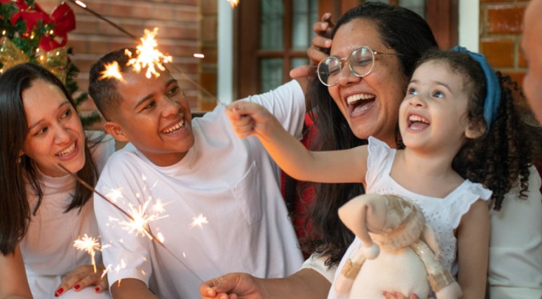 Family celebrating